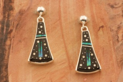 Navajo Artist Calvin Begay Night Sky Sterling Silver Earrings